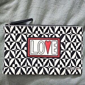 Love Graphic‎ Zipper Pouch Black White Heart Valentine Toiletry Makeup Geometric